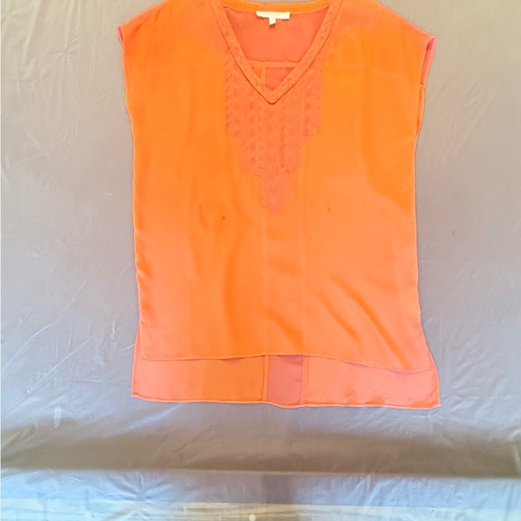 Aryn K Orange Sleeveless Embroidered 100% Silk Blouse Top Size Large MSRP $168 - Picture 5 of 10